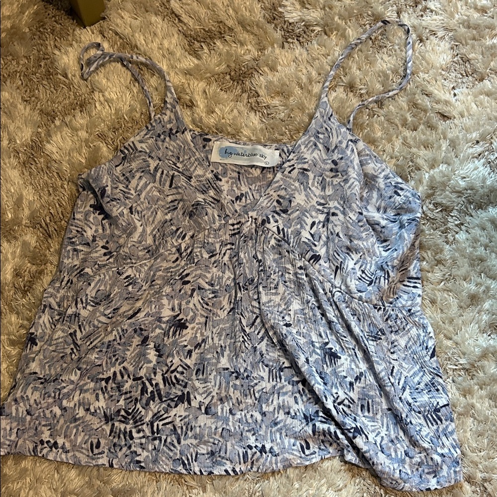 Anthropologie Pale Blue Abstract Print Camisole